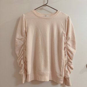 JOIE Hencia Ruched Sleeve Sweatshirt - Peony sz M